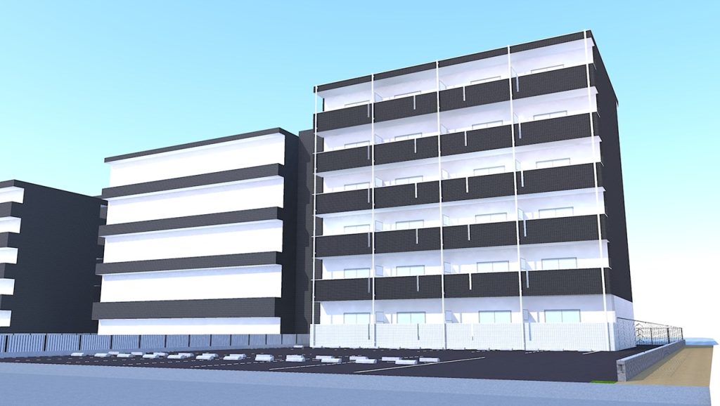 寺家駅前に建設中の賃貸マンション