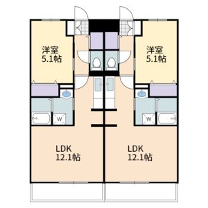 寺家駅前に建設中の賃貸マンションの間取り図